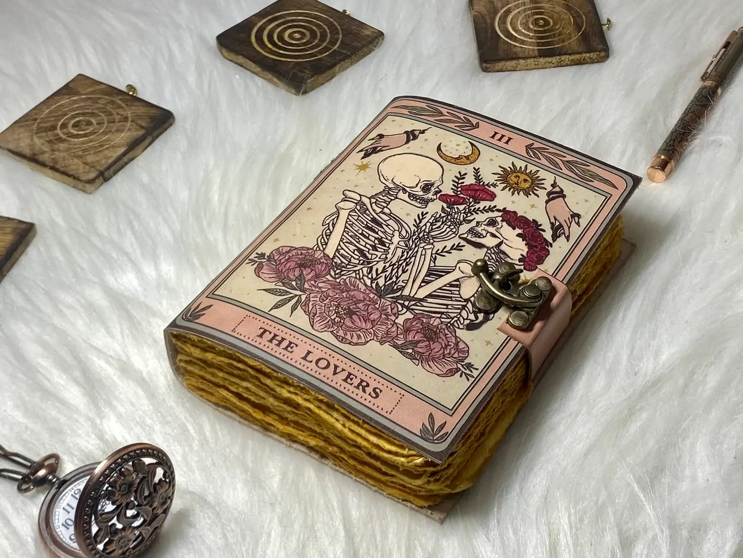 Leather Journal Vintage Notebook with The Lover Print