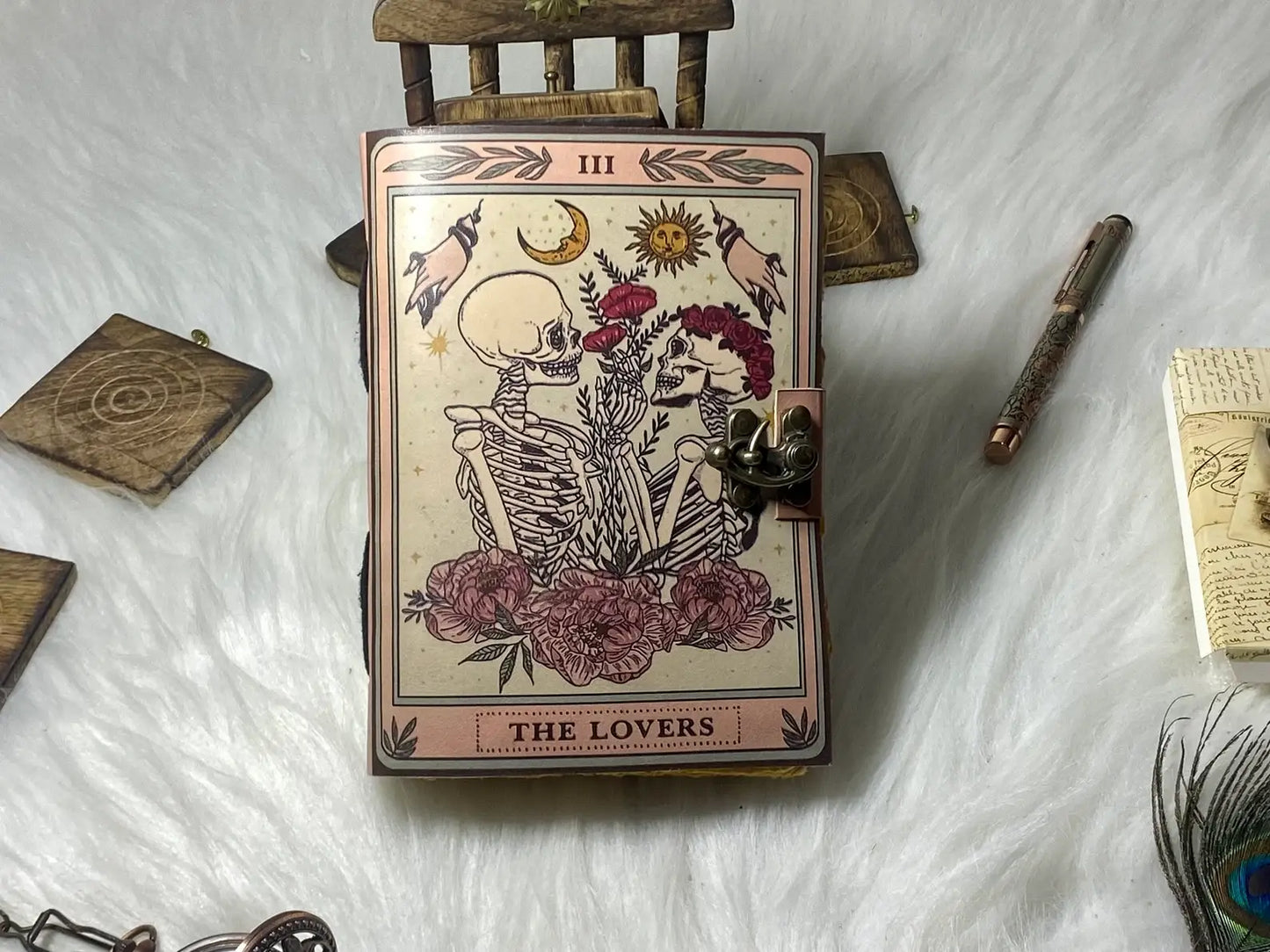 Leather Journal Vintage Notebook with The Lover Print