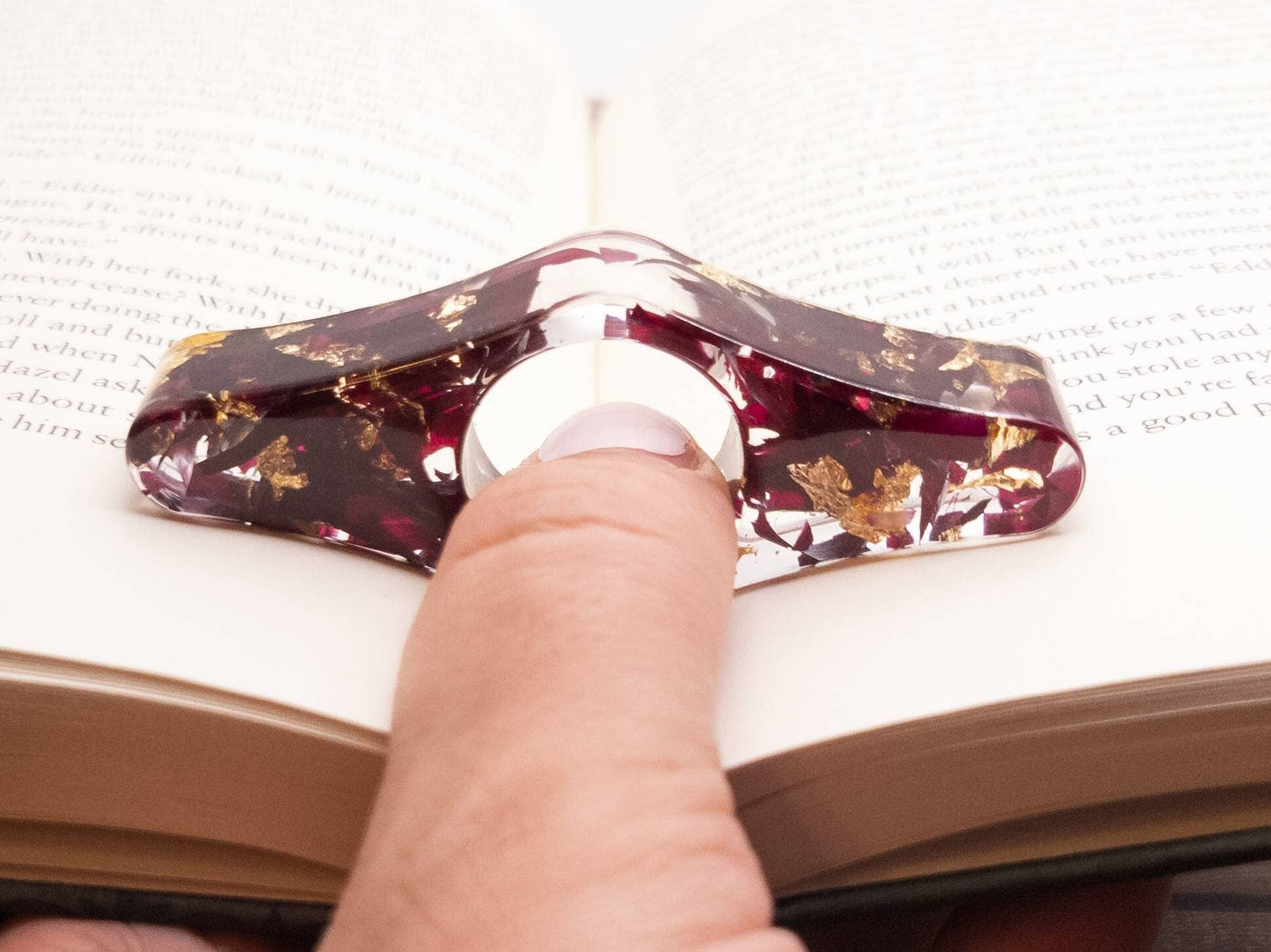 Rose & Gold Book Page Holder, Flower Thumb Page Spreader