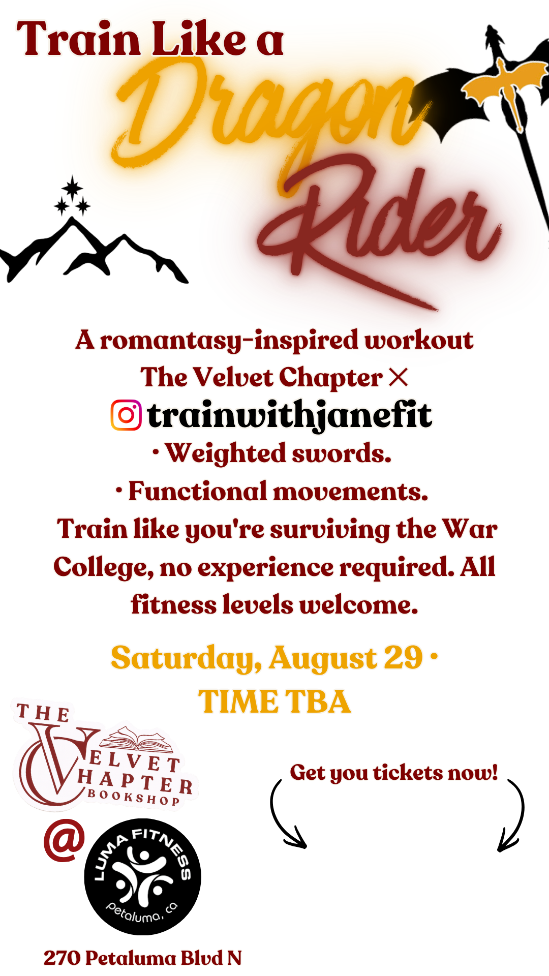 The Velvet Chapter: Train Like a Dragon - Romantasy Workout Ticket (8/29)