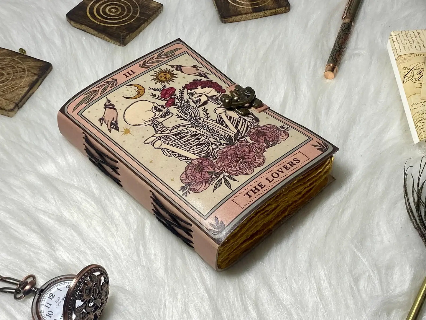 Leather Journal Vintage Notebook with The Lover Print