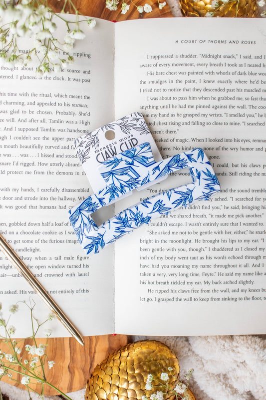 Bookish Hair Claw Clip - Porcelain Books