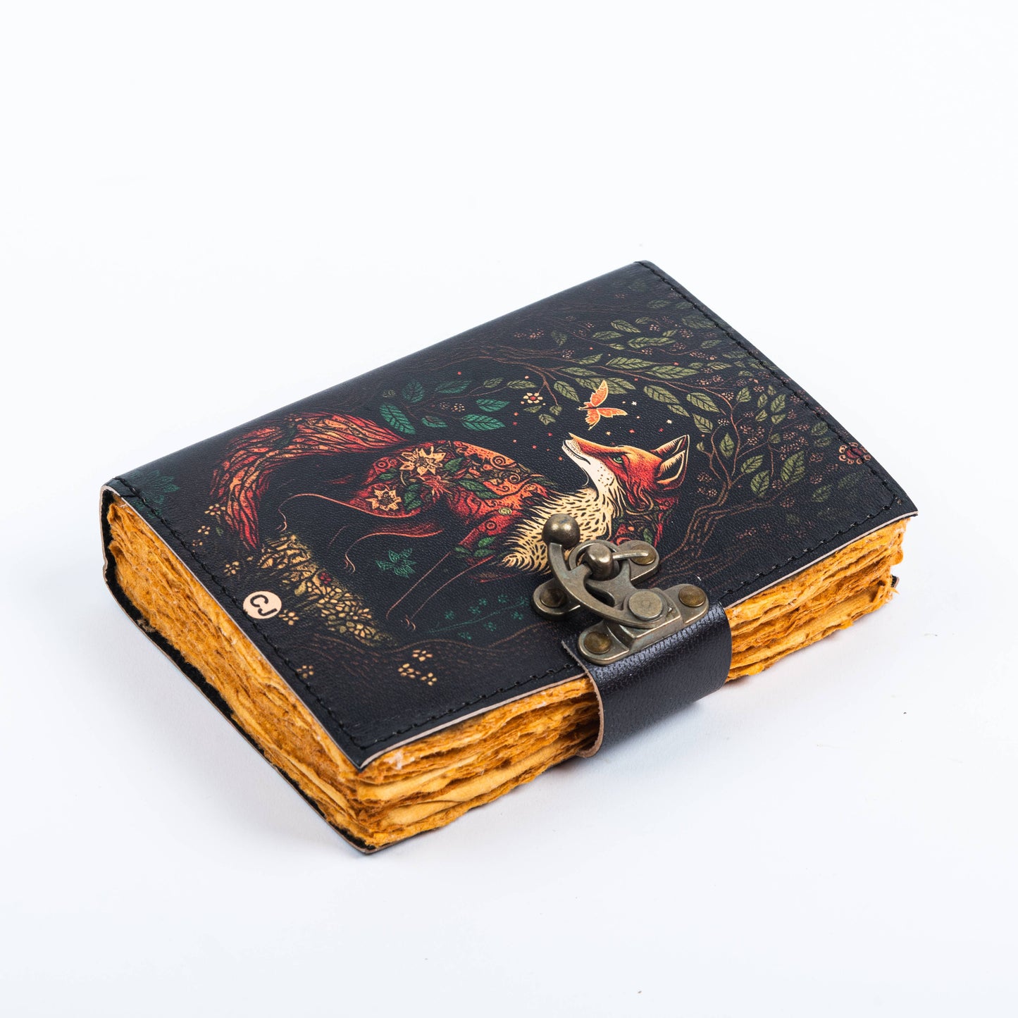 Traveler Leather Journal Vintage Pages with Wolf Print