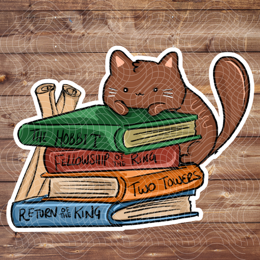 3" Kitty LOTR Book Stack Bookish Movie Vinyl Sticker