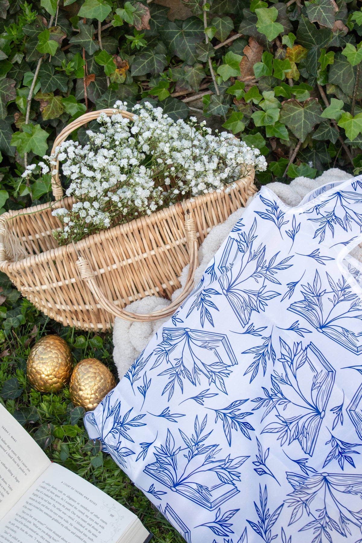 Porcelain Books | Reusable Bookish Foldable Grocery Tote Bag