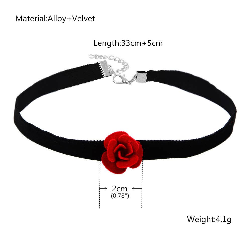 Red Rose Velvet Choker Necklace