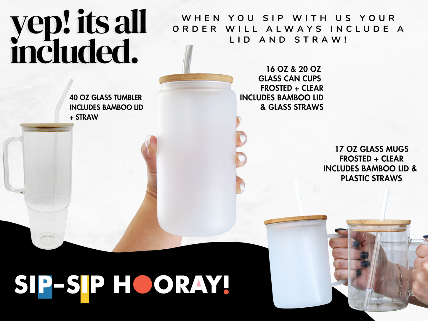 Fully Booked Weekend 17oz Glass Mug with Lid and Straw