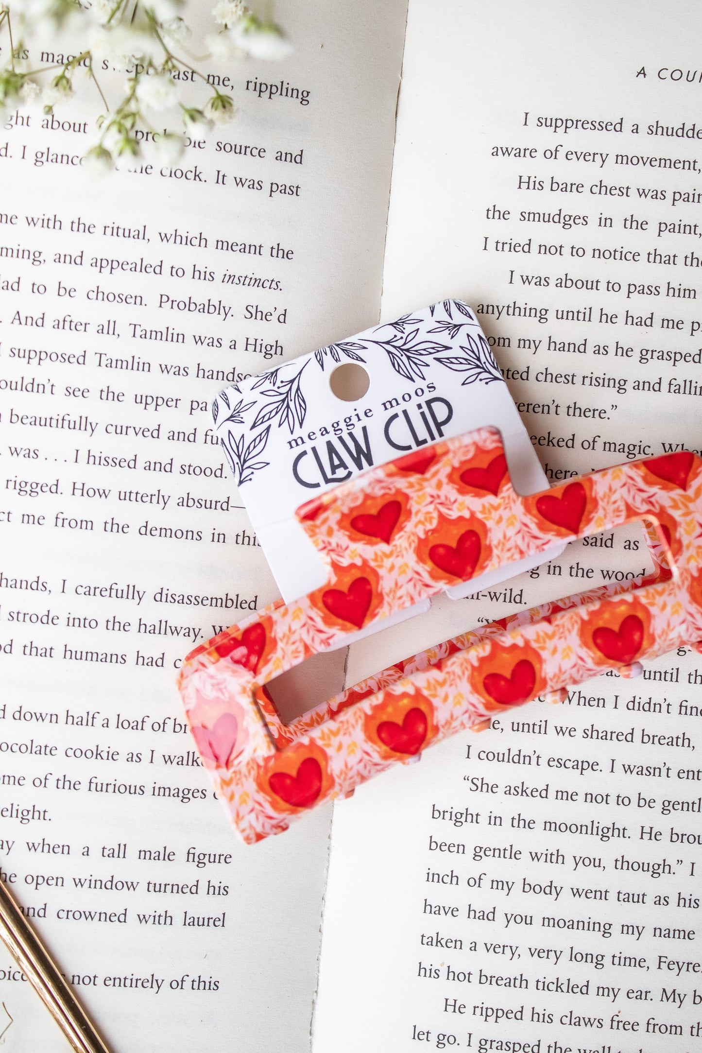Hair Claw Clip - Flaming Heart