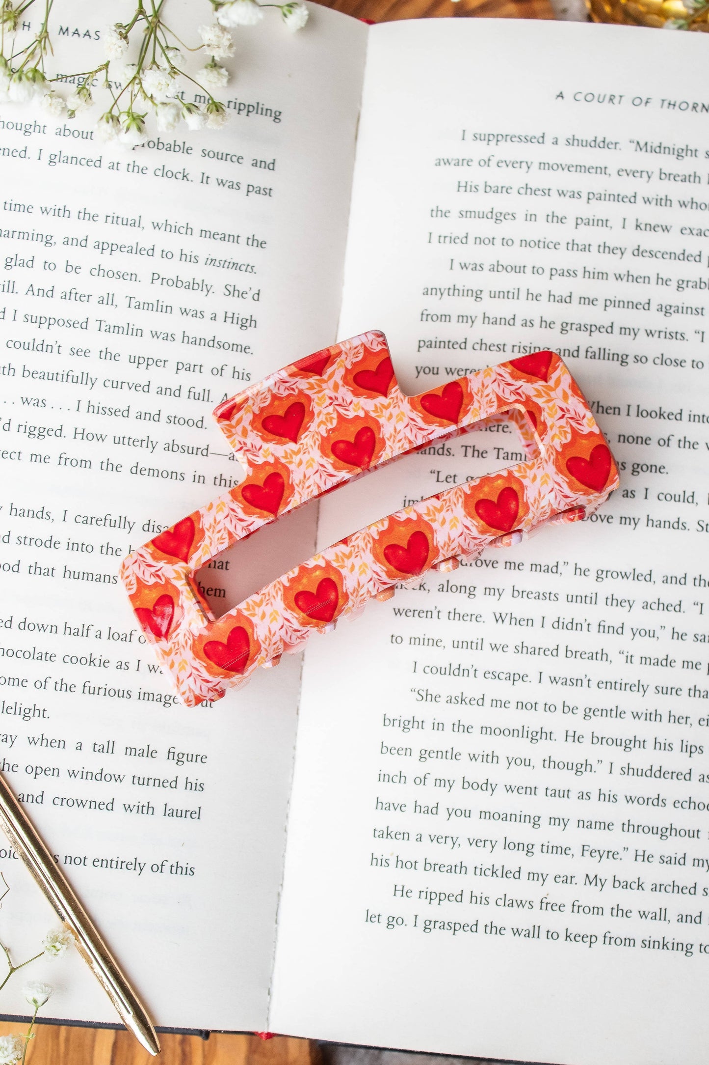 Hair Claw Clip - Flaming Heart