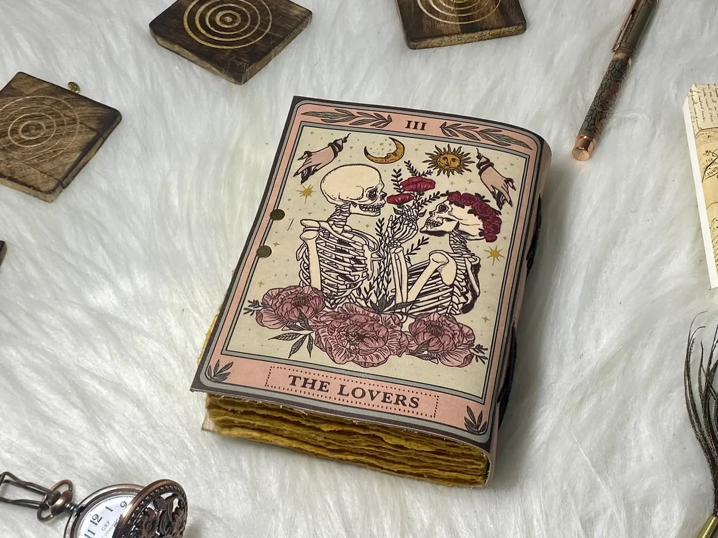 Leather Journal Vintage Notebook with The Lover Print  