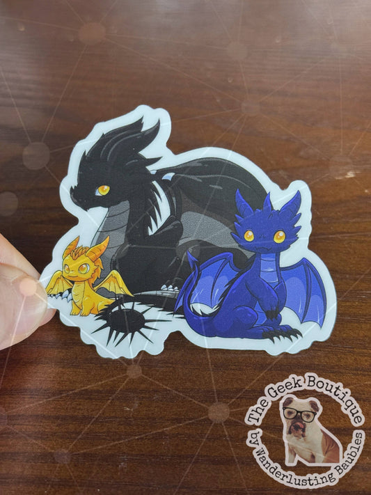 3” Fourth Wing Dragon Trio Bookish Romantasy Vinyl Sticker