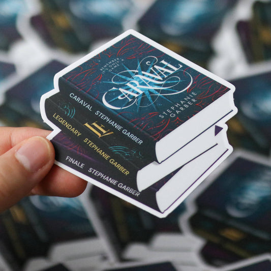 Caraval Book Stack Waterproof Sticker By Stephanie Garber