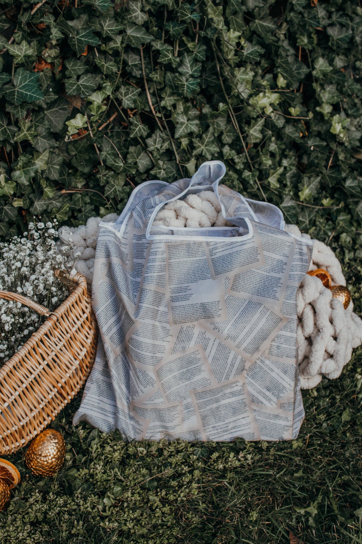 Book Pages | Reusable Foldable Bookish Grocery Tote