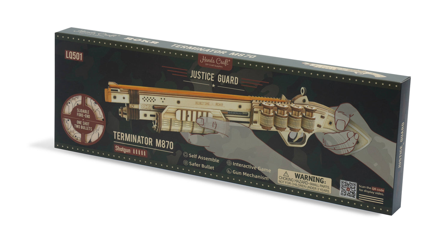 DIY 3D Puzzle Terminator M870 Rubber Band Gun