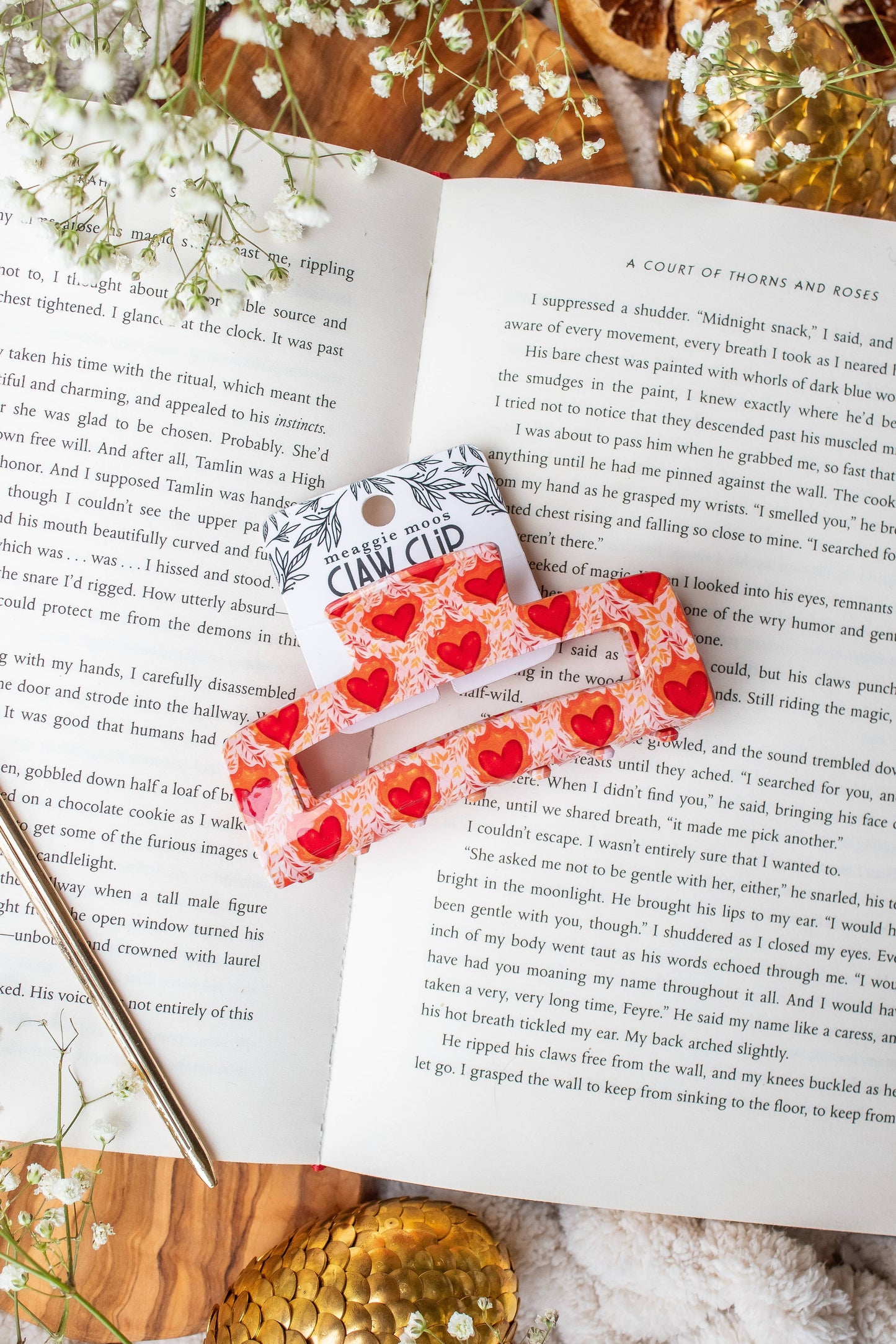 Hair Claw Clip - Flaming Heart