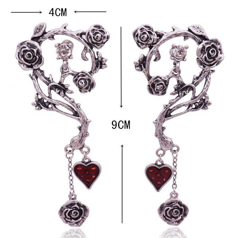 Punk Rose Winding Thorn Earrings