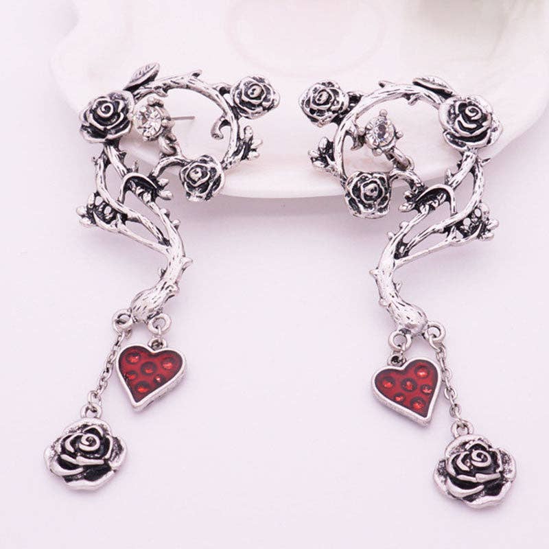 Punk Rose Winding Thorn Earrings