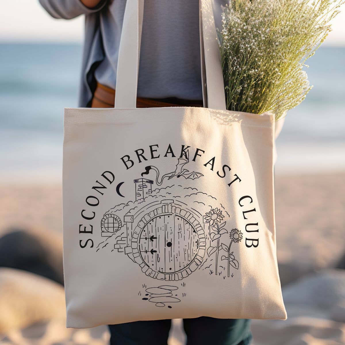 Second Breakfast Club Hobbit Inspired  Canvas Tote Bag