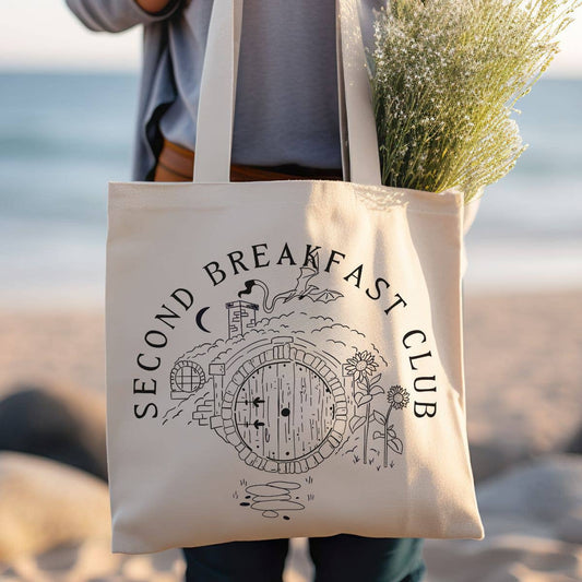 Second Breakfast Club Hobbit Inspired  Canvas Tote Bag