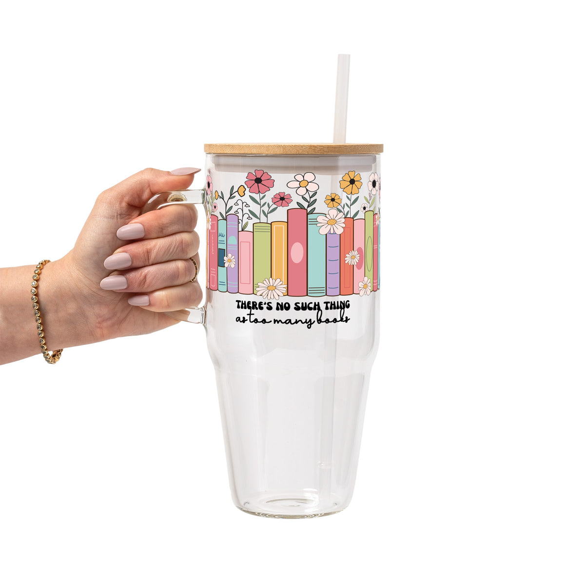 No Such Thing As Too Many Books Glass Cups