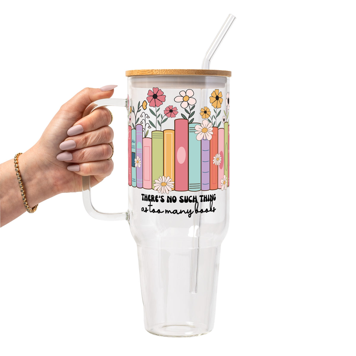 No Such Thing As Too Many Books Glass Cups