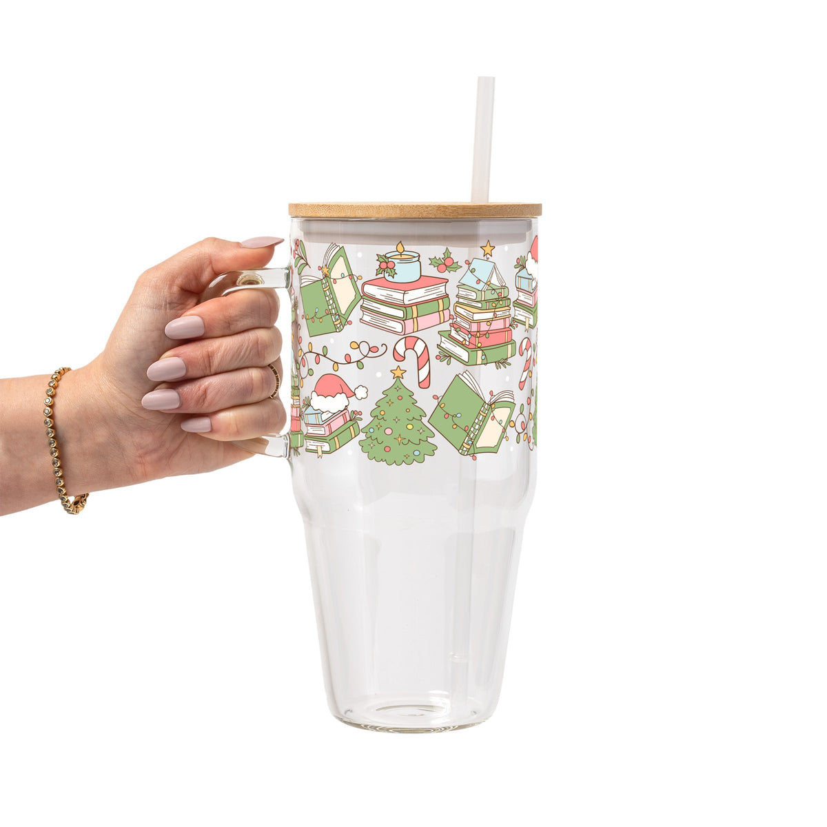 Bookish Christmas Glass Cups