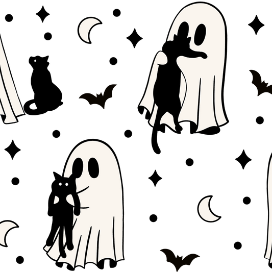 Ghost Holding Cats Glass Cups