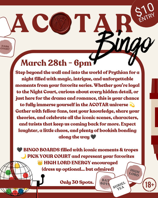 The Velvet Chapter Bingo Night - ACOTAR