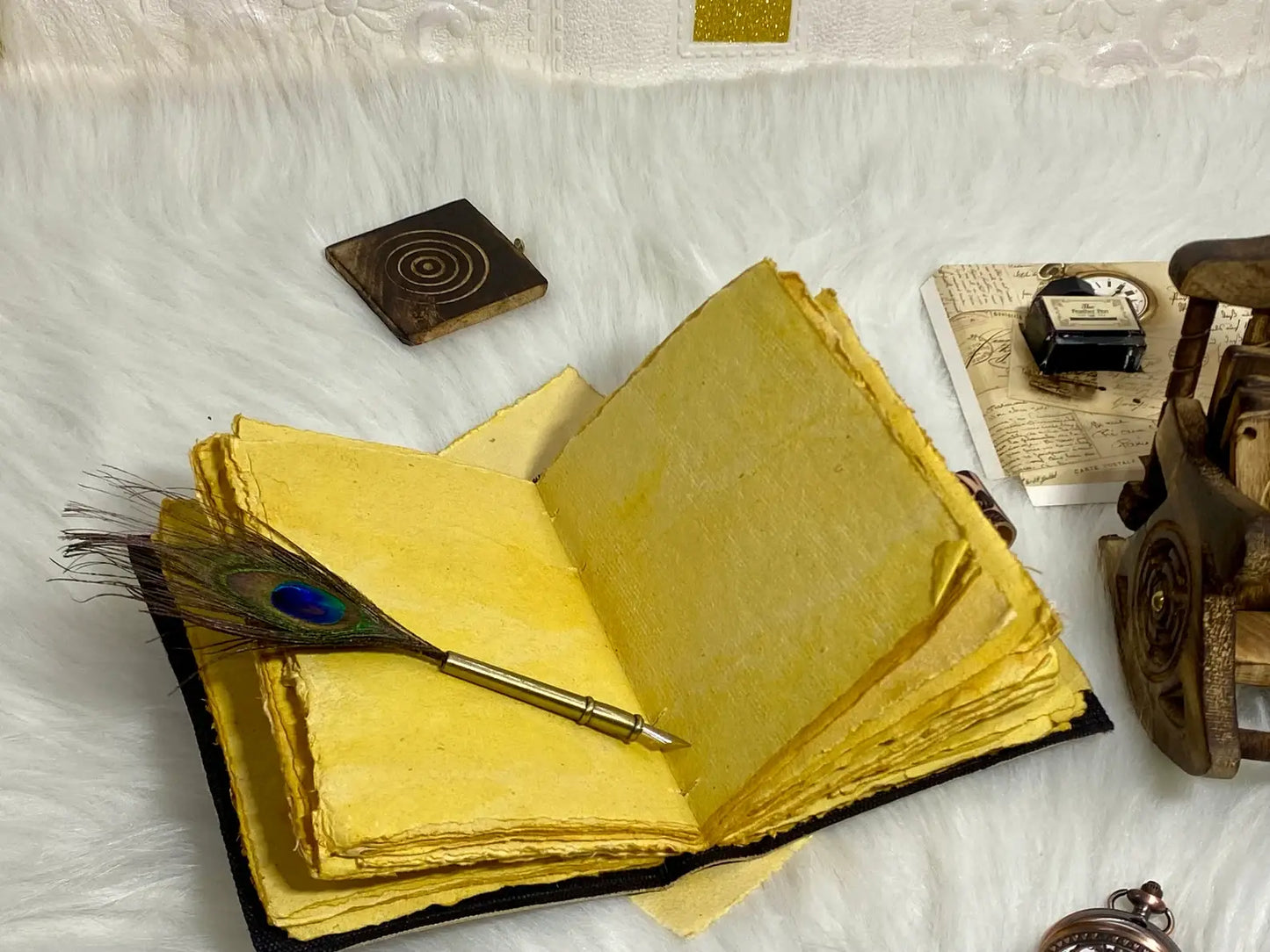 Leather Journal Vintage Notebook with The Lover Print  