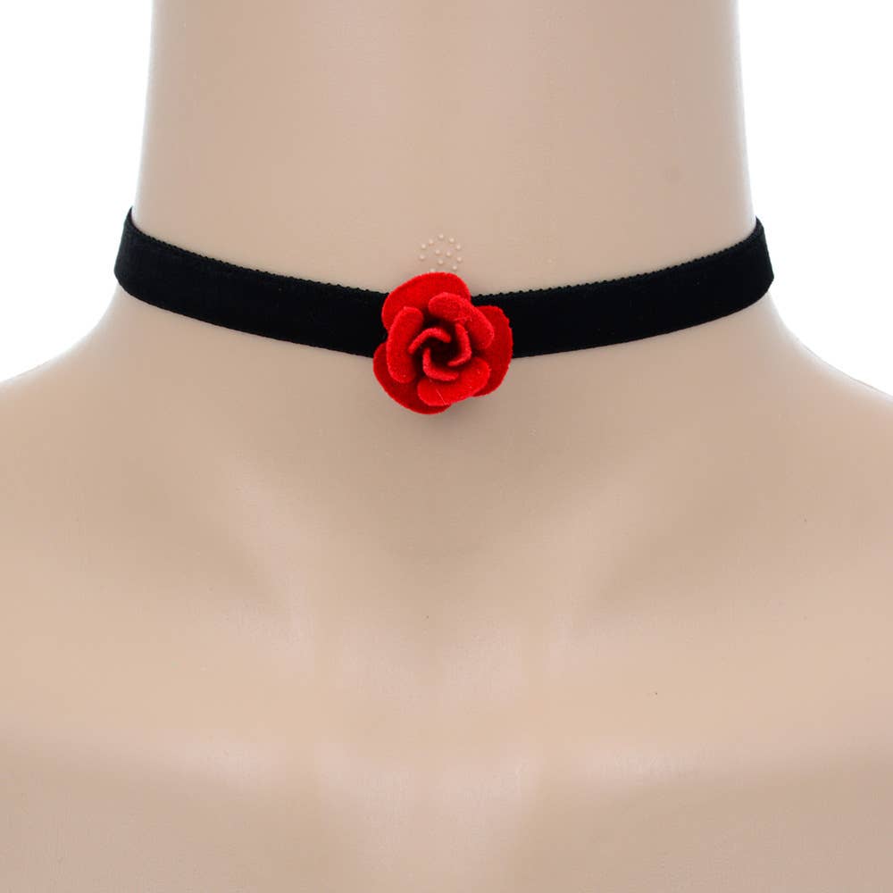 Red Rose Velvet Choker Necklace