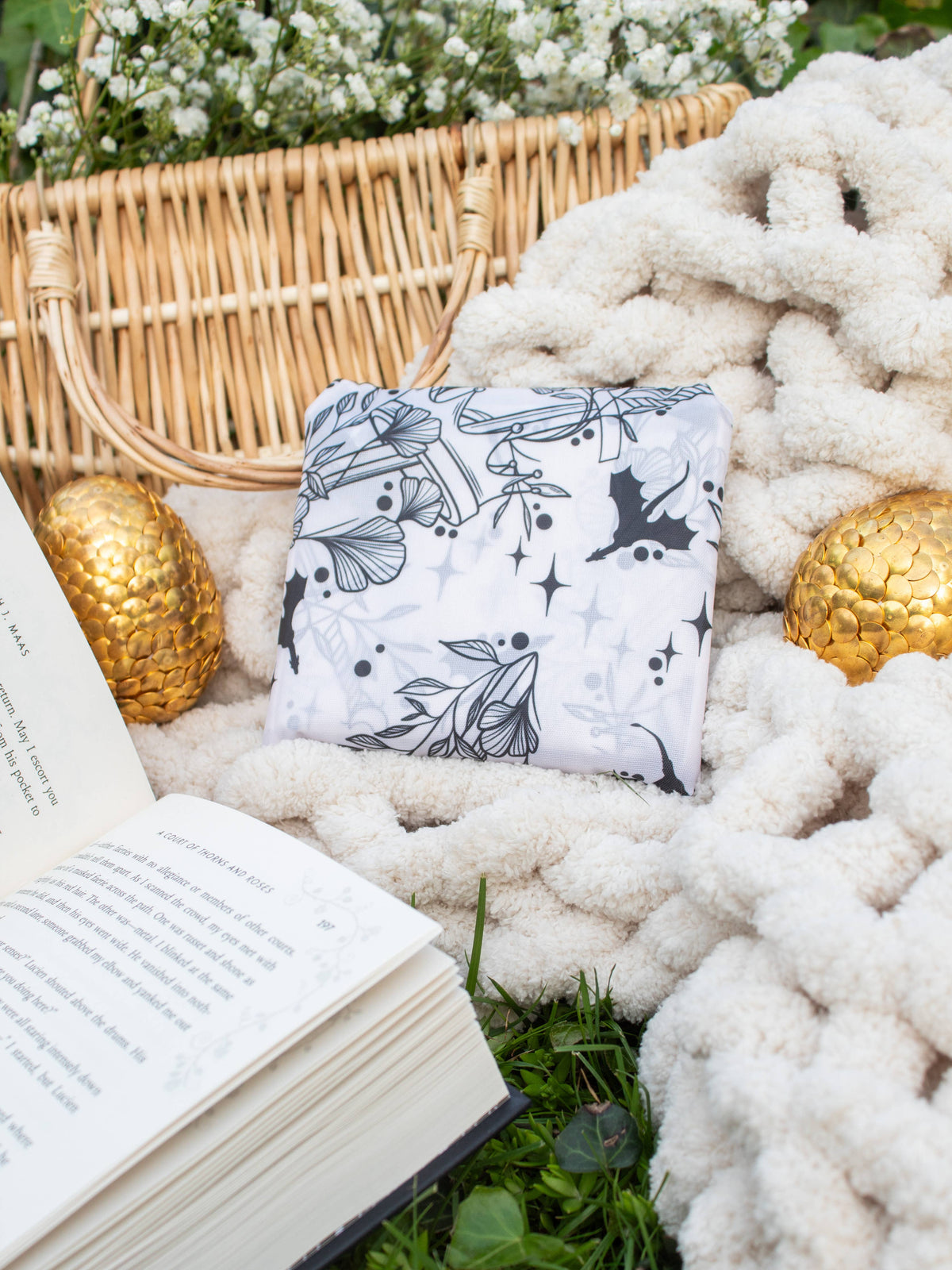 Ivory Swords | Reusable Bookish Foldable Grocery Tote Bag