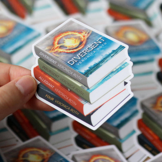 Divergent Ya Fantasy Book Stack Waterproof Sticker