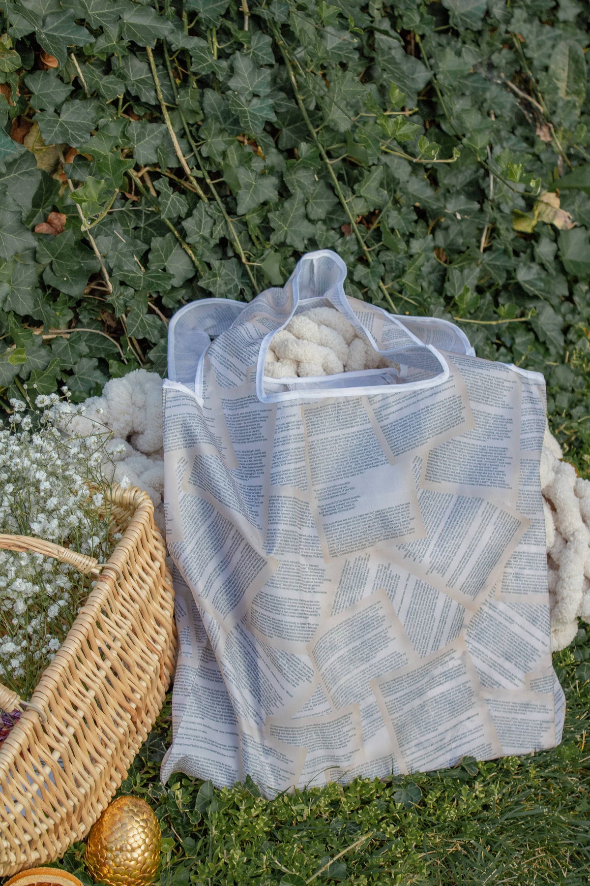 Book Pages | Reusable Foldable Bookish Grocery Tote