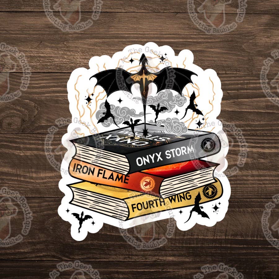 3" Vinyl Bookish FW Dragon Stack Fantasy Romance Sticker