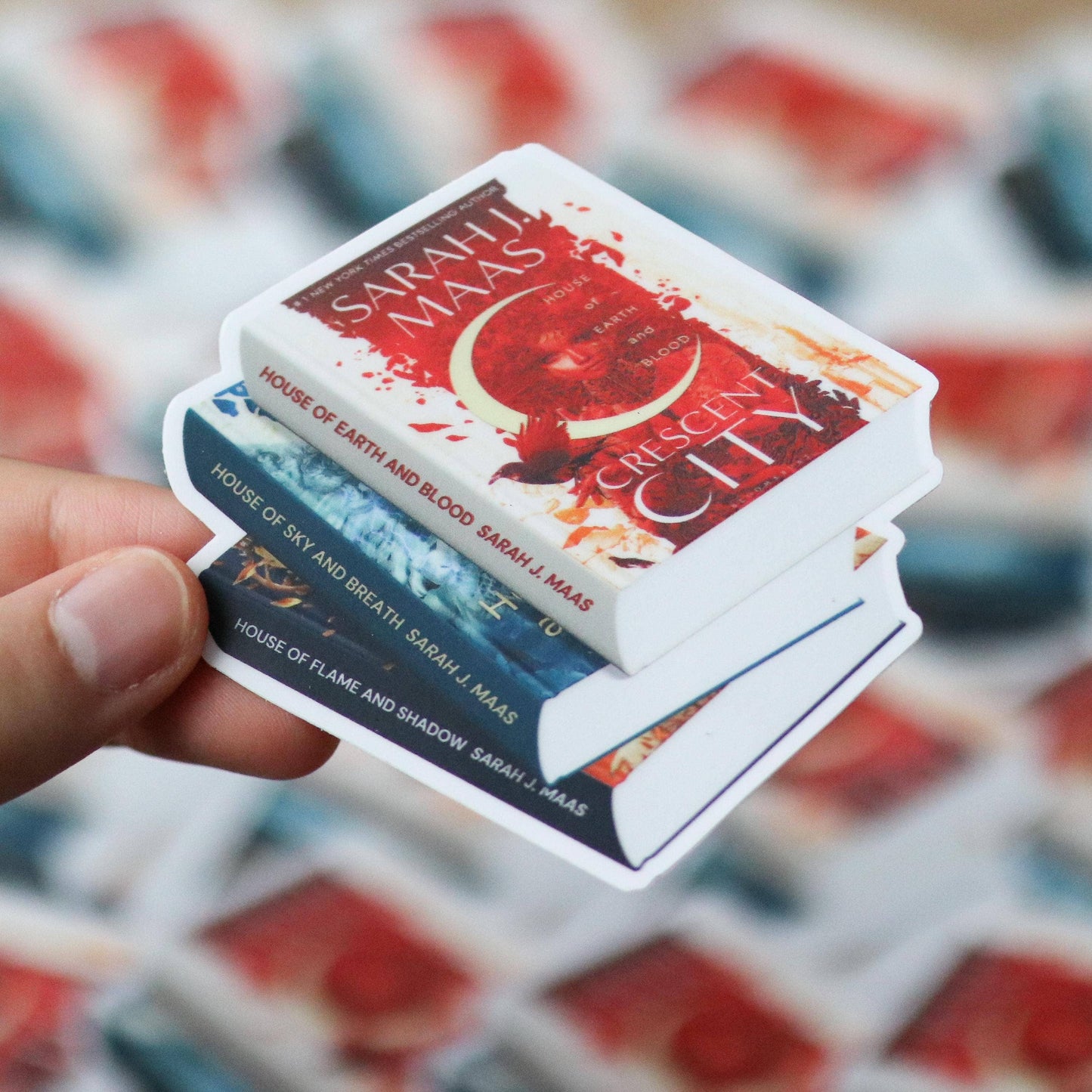 Crescent City Book Stack Waterproof Sticker