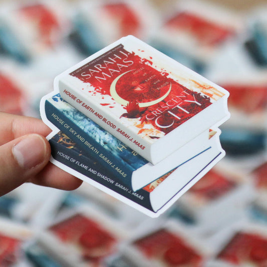 Crescent City Book Stack Waterproof Sticker