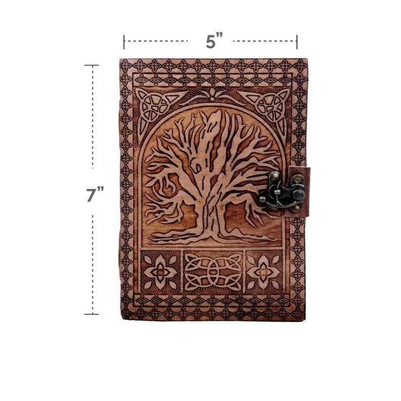Tree Embossed Leather Journal diary with 200 Handmade pages