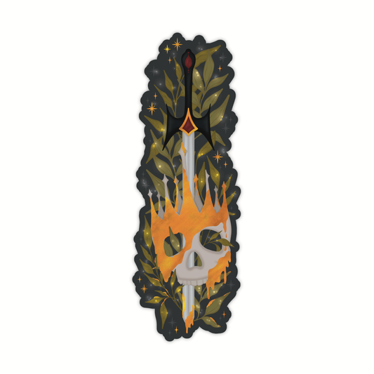 Gold Foil Melting Skull Fantasy Sword Die-Cut Bookmark