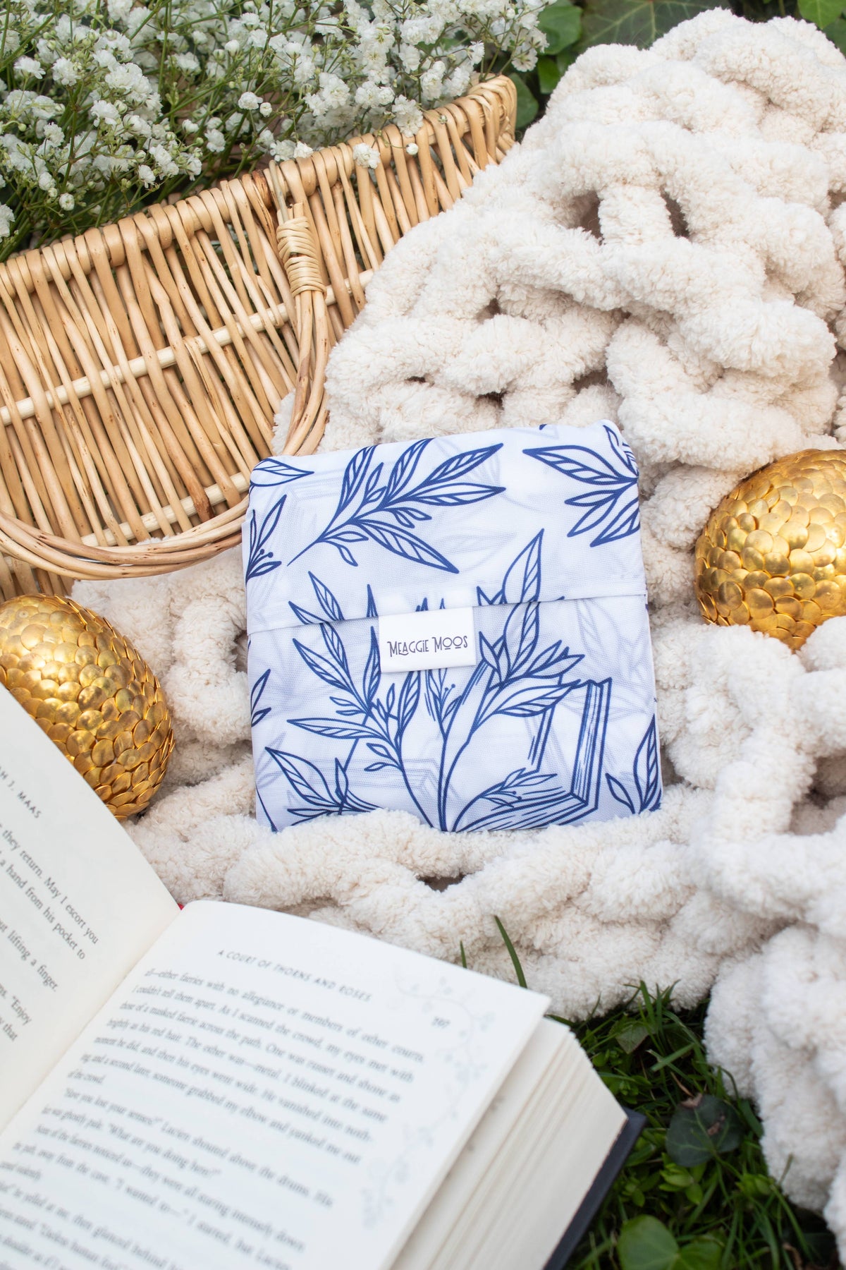 Porcelain Books | Reusable Bookish Foldable Grocery Tote Bag