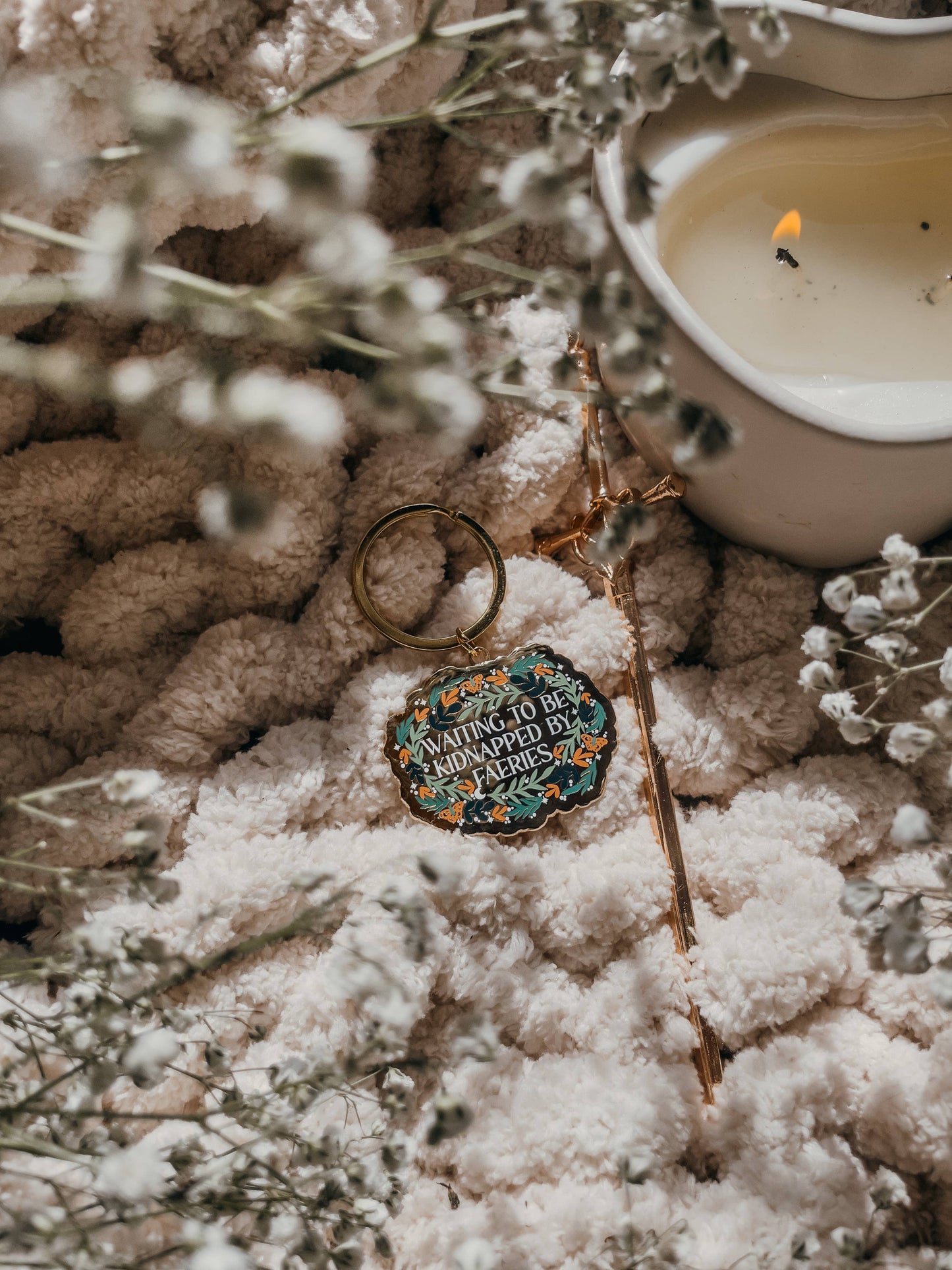 Waiting To Be Kidnapped By Faeries Enamel Keychain