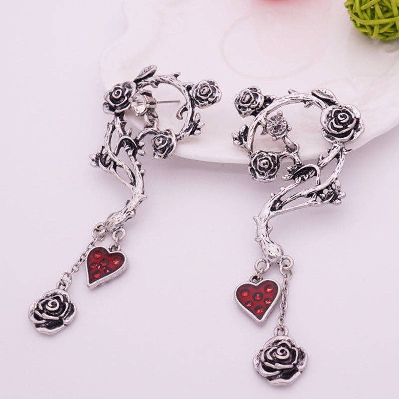 Punk Rose Winding Thorn Earrings