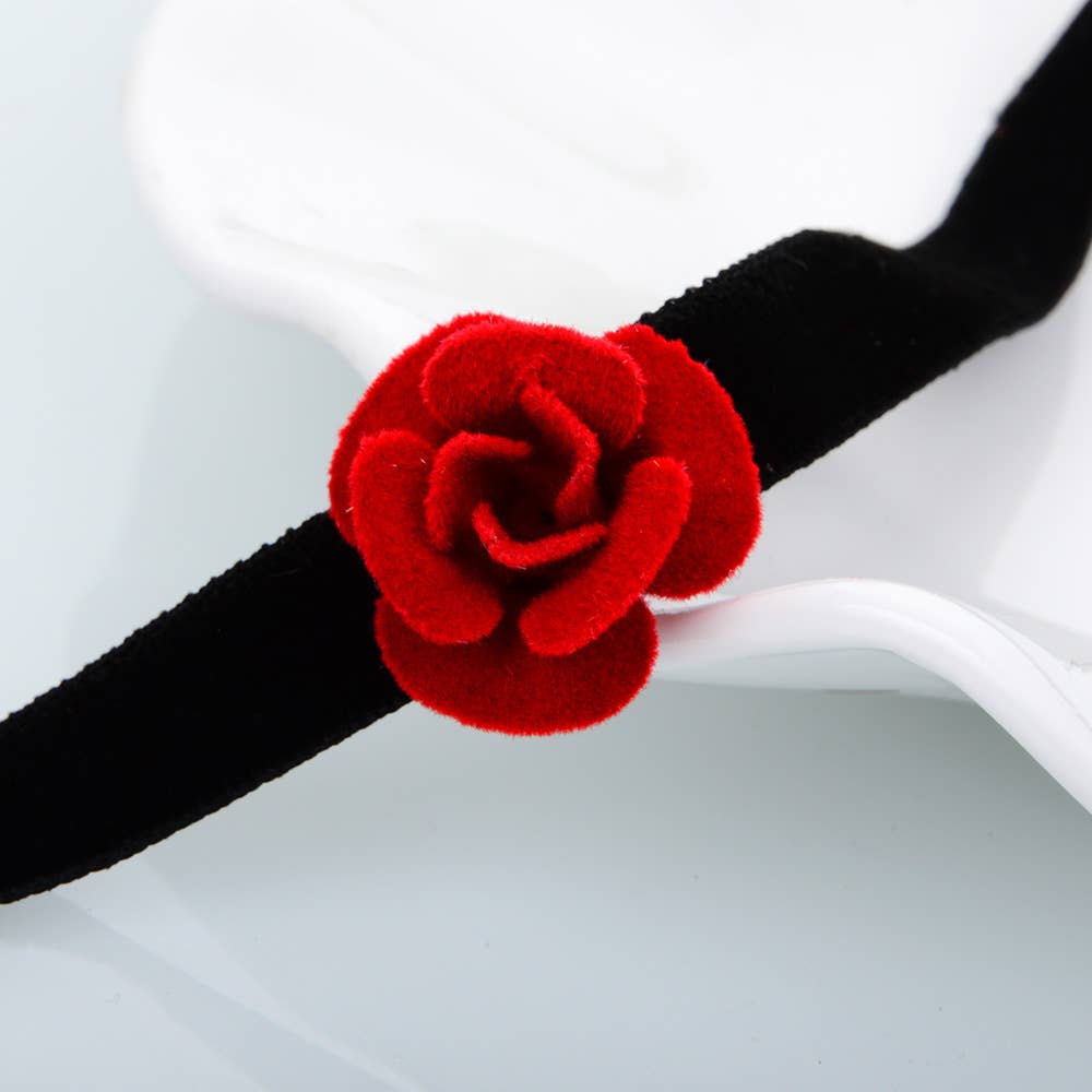 Red Rose Velvet Choker Necklace