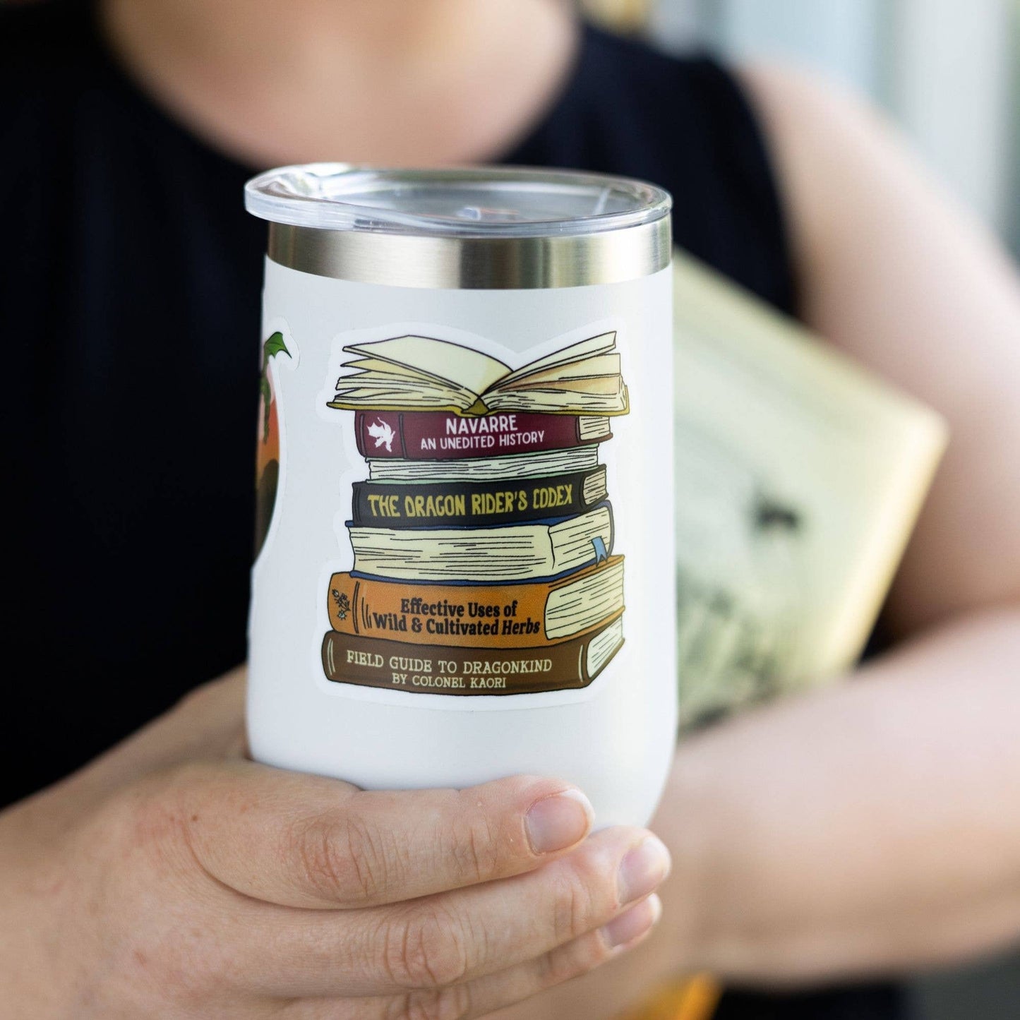 Stack of Navarre Library Scribe Books Sticker | Fourth Wing