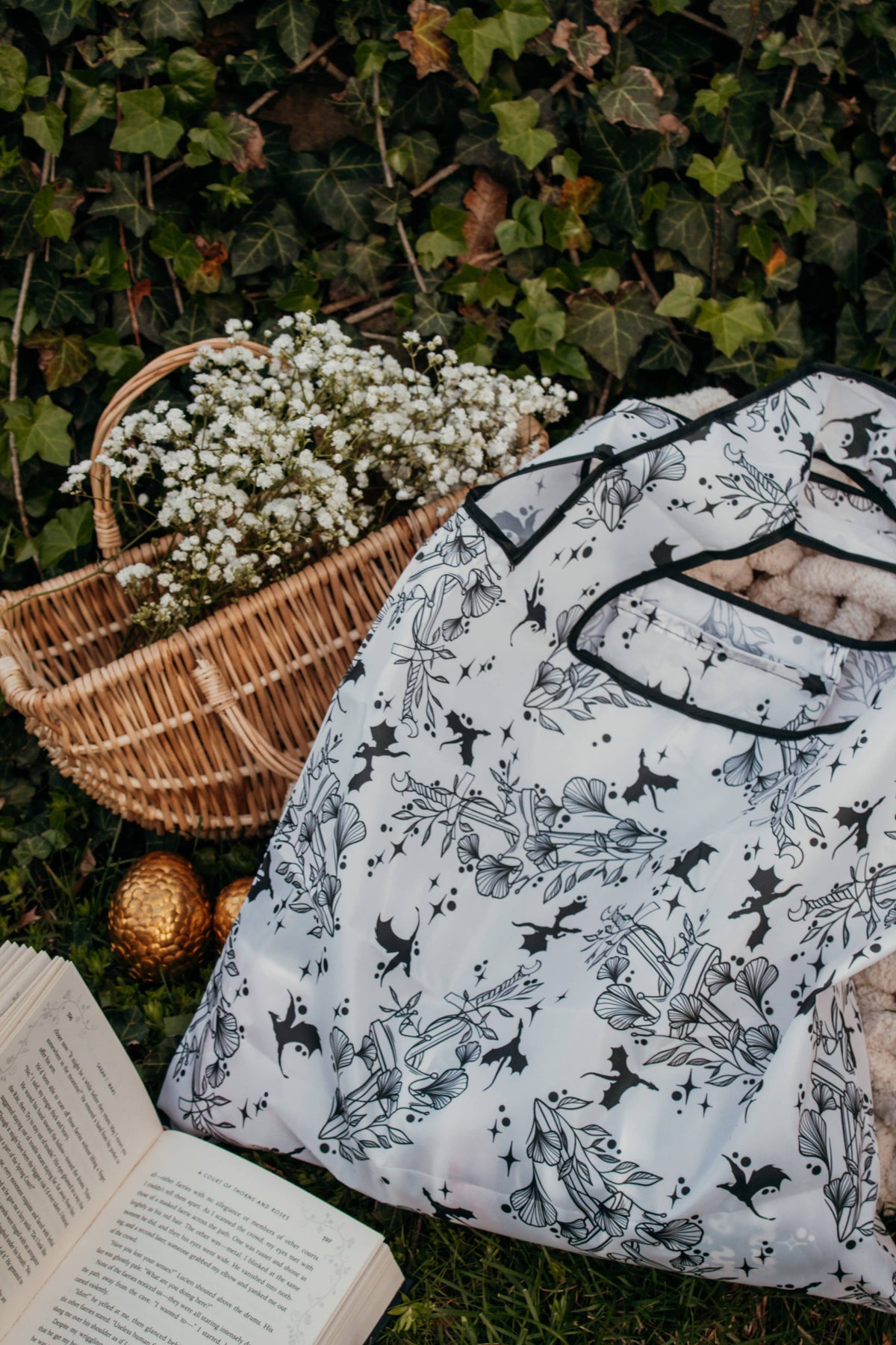 Ivory Swords | Reusable Bookish Foldable Grocery Tote Bag
