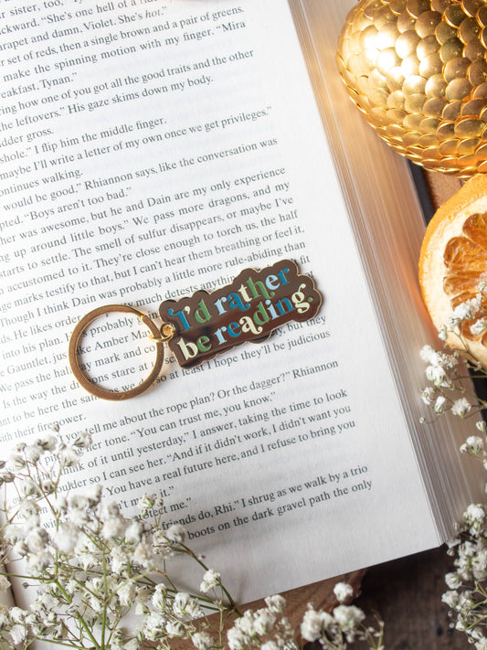 I'd Rather Be Reading Enamel Keychain