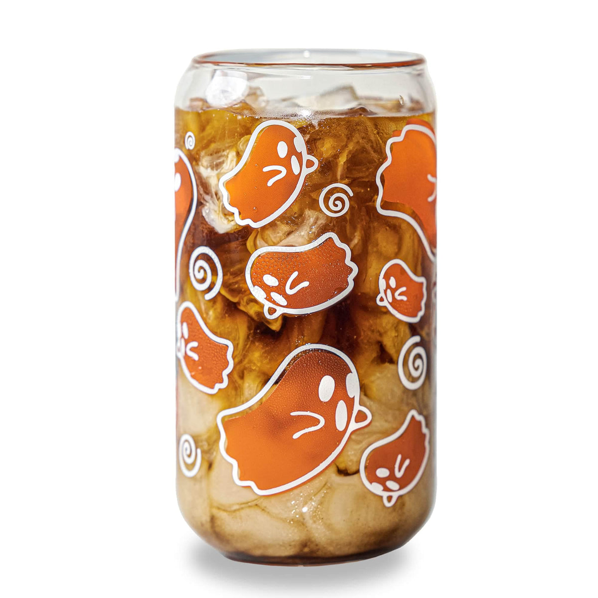 Halloween Ghost Color Changing Glass Cup with Lid and Straw